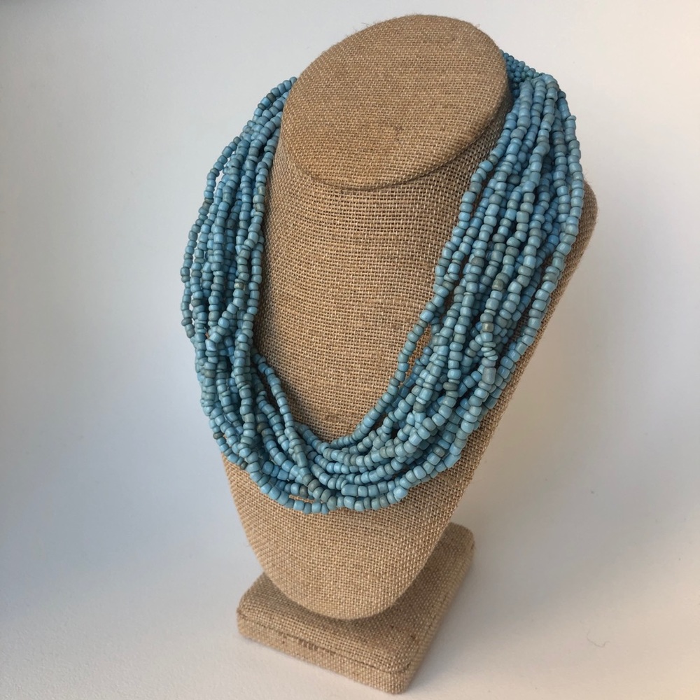 New Multi-Strand Sky Blue Statement Necklace - image 1